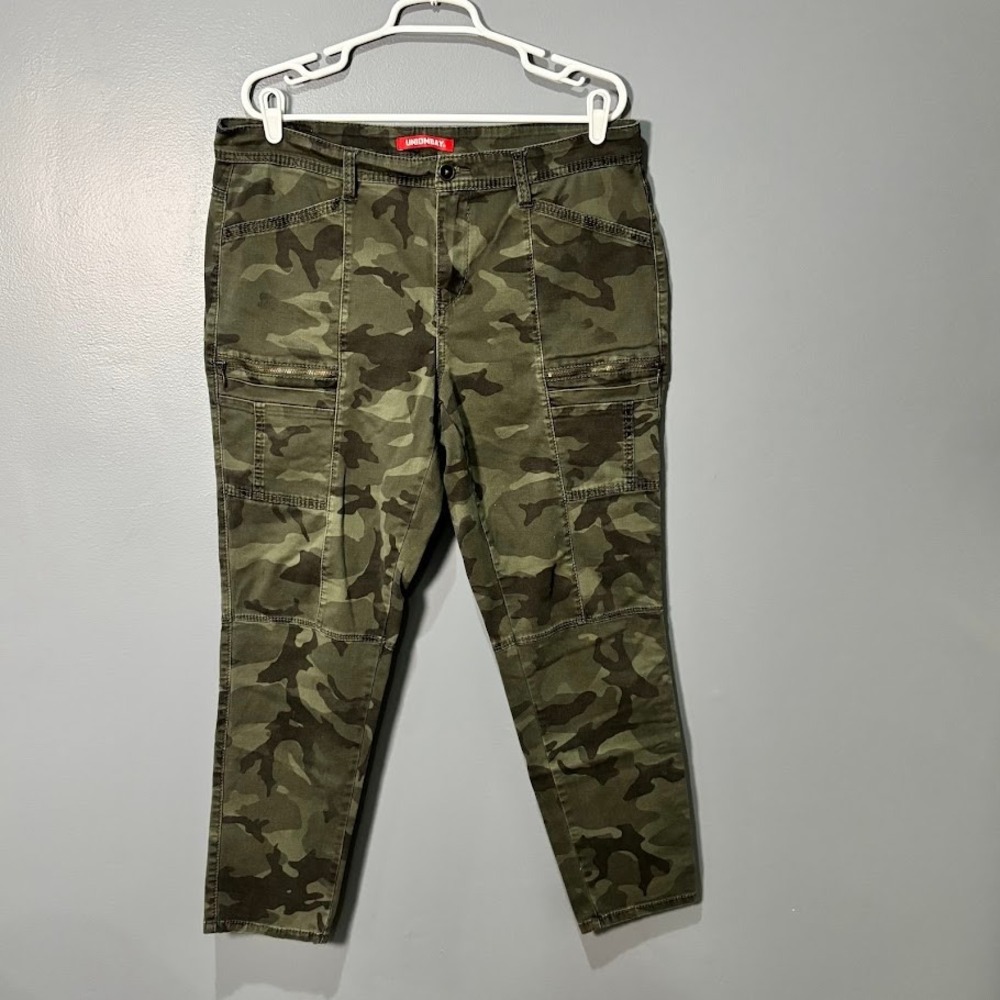 Unionbay Cargo Pants Womens 17 Green Camo Cotton Utility Grunge Festival Trendy